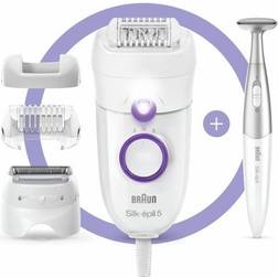 Braun Épilateur Silk Épil 5 Avec Tondeuse Bikini Blanc/Violet Pour une épilation douce et précise