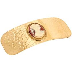 Gold Tone Carnelian Faux Cameo Hair Barrette, Orange