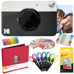 Kodak printomatic instant camera black basic bundle zink paper 20 sheets deluxe case comfortable neck strap