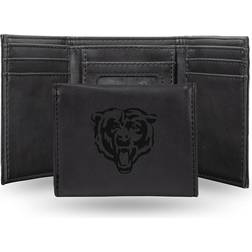 NFL Football Fan Shop Rico Bears Laser-Engraved Black Trifold Wallet