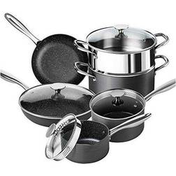 Michelangelo Pro. Hard Anodized Cookware Set with lid 10 Parts