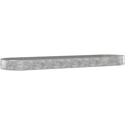 vidaXL Silver, 523 L W H Garden Planter Powder-coated Steel 600x140x36 Silver Raised Bed Plantekasse