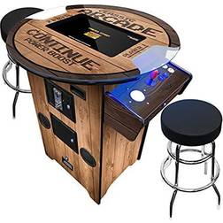 Creative Arcades 2 Player Tall Pub Table Arcade with Trackballs Woodgrain Edition 412 Classic Games 24 LCD Screen Includes 2 Tall Stools