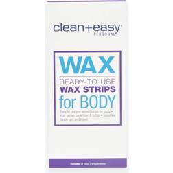 Clean + Easy Ready- To- Use Pre-Waxed Strips for Body Hair Removal Treatment, Fine to Coarse