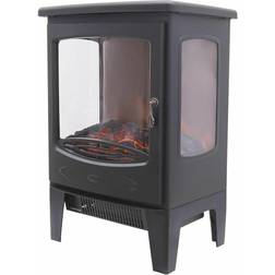 WarmeHaus Turin Electric Fireplace Black Stove Free Standing Flame Effect 1800W