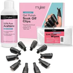 Mylee Gel Nail Polish Remover Set Pure Acetone 100pcs Free Wipes Soak