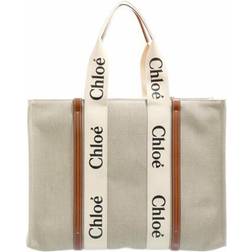 Chloé Large Woody Tote Bag - White/Brown