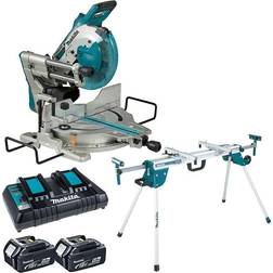 Makita DLS110Z 18v/36v Brushless Mitre Saw 2 x 5.0Ah Batteries Charger & Stand