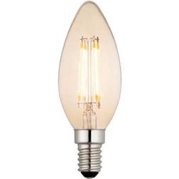 LED Filament Lamp Bulb 4W Candle Shaped E14 LED Amber Tinted Glass Warm White