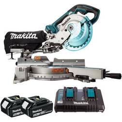 Makita DLS714NZ 36V Brushless 190mm Slide Mitre Saw with 2 x 5.0Ah Batteries & Twin Port Charger