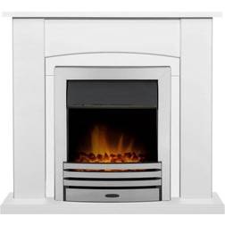 Adam Holden Fireplace in Pure White & Grey/White Eclipse Electric Fire in Chrome