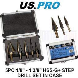 Us Pro Tools 5PC Hss-G Step Drill Set 1/8'-1 3/8' In case 7139