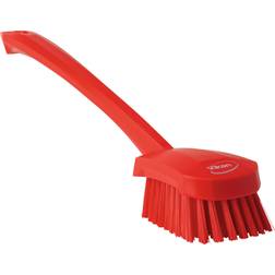 Vikan Long handled washing brush, hard, pack of 10, red