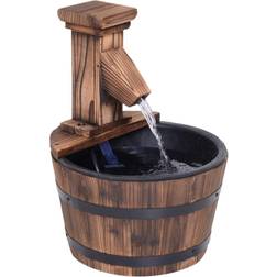 OutSunny Fir Wood Barrel Fountain W/ Flower