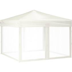 vidaXL Carpa Para Fiestas Plegable Con Paredes Laterales Crema 3 x 3 m