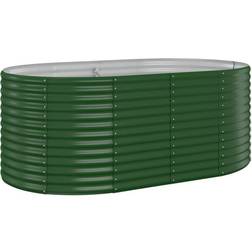 vidaXL Green, 175 L W H Garden Planter Silver 447x140x68 Powder-coated Steel Raised Bed