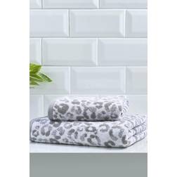 Fusion Animal Print Jacquard Bath Towel Grey, White