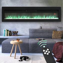 LivingAndHome Led Electric Wall Fireplace 9 Flame Colours with Freestanding Leg, Black 40inch Livingandhome