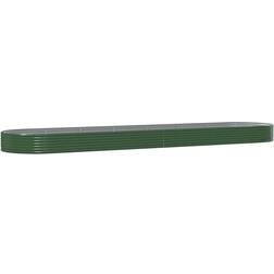 vidaXL Green, 600 L W H Garden Planter Powder-coated Steel 600x140x36 Silver Raised Bed