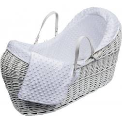 Kinder Valley Dimple White Pod Moses Basket with Rocking Stand Deluxe Fleece Body