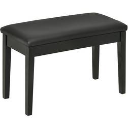 Homcom Classic Piano Bench Stool, PU Leather Padded Keyboard Seat Black Black