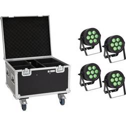 EUROLITE Set 4x LED IP PAR 7x9W SCL Spot Case mit Rollen (20000878)