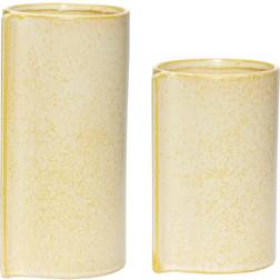 Hübsch Leaf Pots Yellow set of Krukke