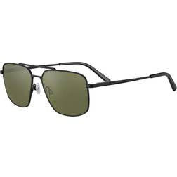 Serengeti Aviator Matte Black Saturn Polarized 555nm Aitkin