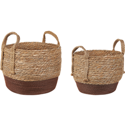 Beliani Set of 2 Seagrass Plant Baskets Planter Pots Two-Coloured Natural Decor Paladju