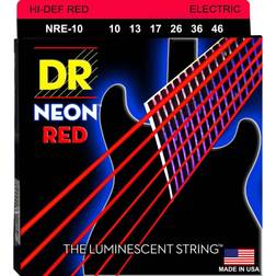 DR NRE-10 Hi-Def Neon Red, jeu guitare électrique, Medium 10-46