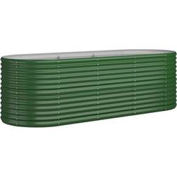 vidaXL green, 224 68 Garden Planter Powder-coated Steel 224x80x68 Patio Raised Bed