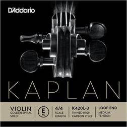 D'Addario Kaplan Golden Spiral Solo Series Violin E String 4/4 Size Solid Steel Medium Loop End