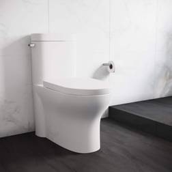 Swiss Madison Monaco 1-Piece 1.28 GPF Elongated Left Side Single Flush Handle Toilet in Glossy White