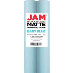 Jam Paper Matte Light Baby Blue Wrapping Baby Shower 25 Sq. ft 2/Pack