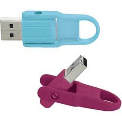 Verbatim ï¿½ Store'N'Flip USB 2.0 Flash Drives, 16GB, Berry/Blue, Pack Of 2 Flash Drives, 70377