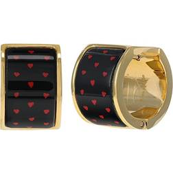 Kate Spade Hearts Huggies Earrings - Gold/Black/Red