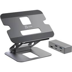 j5create Adjustable Laptop Stand in Aluminum with 4K USB-C Mini Docking Station