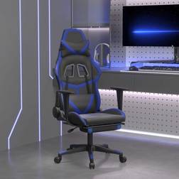 vidaXL Sedia Da Gaming Massaggiante Poggiapiedi Nero E Blu Similpelle