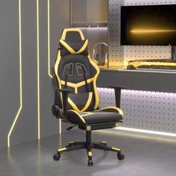 vidaXL Silla gaming con reposapiés cuero sintético negro dorado Oro