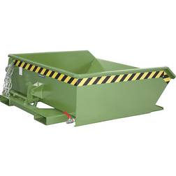 EUROKRAFTpro Mini tilting skip for metal swarf, low overall height, capacity 0.46 mÂ³ green RAL 6011