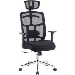 Techly ver Sedia Per Ufficio Con Schienale Alto, Poggiatesta E Base Cromata Nero Nero