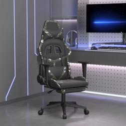 vidaXL Silla gaming con reposapiés cuero sintético negro camuflaje Negro