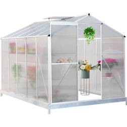 LivingAndHome Hobby Greenhouse with Vent 10x6ft Aluminum Polycarbonate