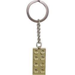 LEGO Classic 2 4 Brick Metallic Gold Keychain 850808