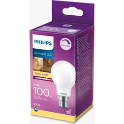 Philips 100W A60 BC LED Dimmable Classic Bulb, White