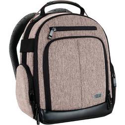 USA Gear Digital Camera Backpack (Brown) with Customizable Dividers Weather Resistant Bottom Comfortable Back Support