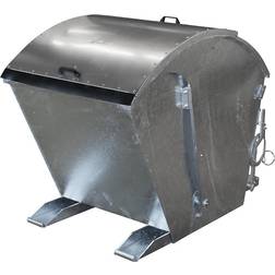 EUROKRAFTpro Tilting skip with round lid, capacity 1 mÂ³ hot dip galvanised