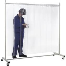 EUROKRAFTbasic Protective screen, mobile, with lamella curtain Lagertür Klarglas (x200cm)