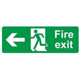 Fire Exit Arrow Left Self Adhesive Vinyl 400mm 150mm Castle Promotions Sign