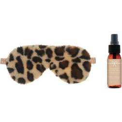 Aroma Home Luxury Leopard Faux Fur Satin Backed Eye Mask & Sleep Pillow Mist Gift